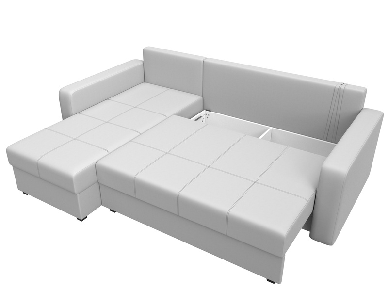 Диван угловой Ливерпуль Лайт левый угол, Экокожа, Белый