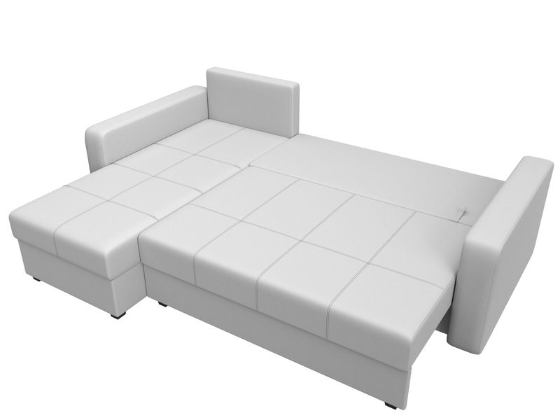 Диван угловой Ливерпуль Лайт левый угол, Экокожа, Белый