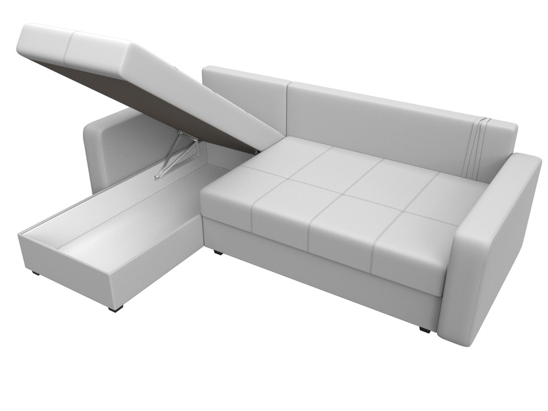 Диван угловой Ливерпуль Лайт левый угол, Экокожа, Белый
