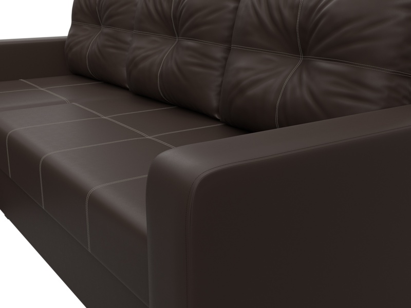 Диван угловой Ливерпуль Лайт левый угол, Экокожа, Коричневый