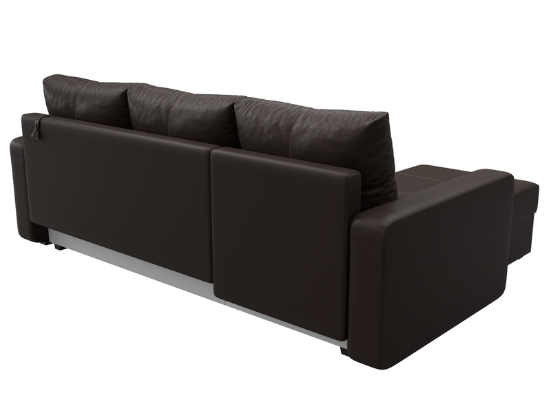 Диван угловой Ливерпуль Лайт левый угол, Экокожа, Коричневый