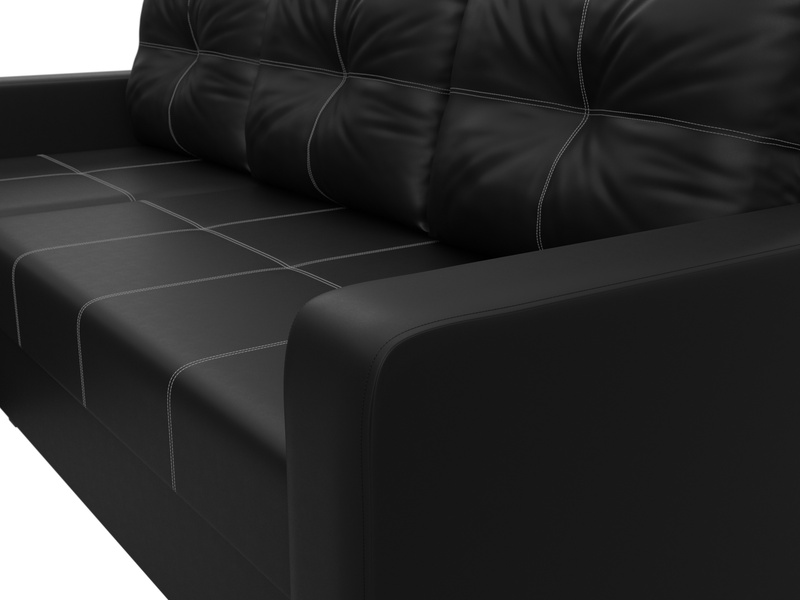 Диван угловой Ливерпуль Лайт левый угол, Экокожа, Черный