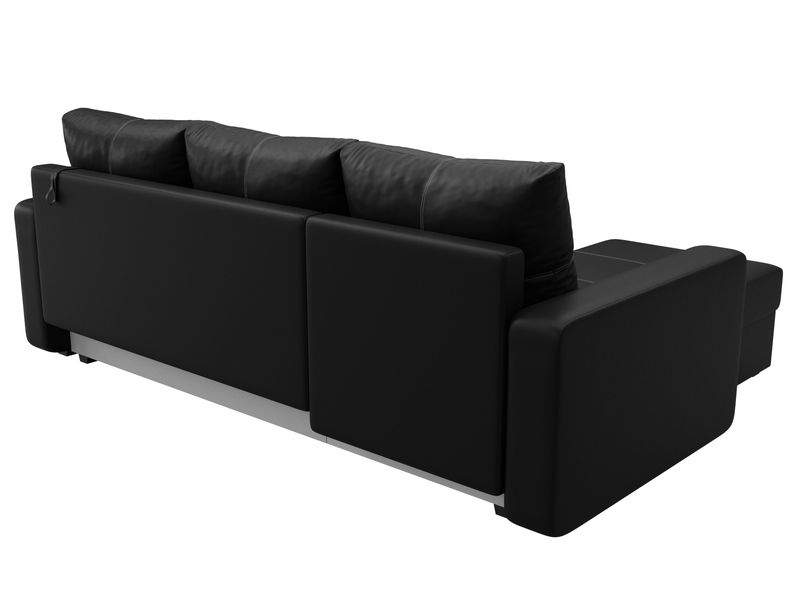 Диван угловой Ливерпуль Лайт левый угол, Экокожа, Черный