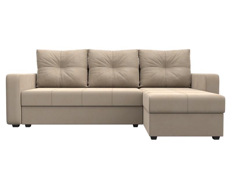 Диван угловой Ливерпуль Лайт правый угол, Велюр, SEVEN 729 бежевый