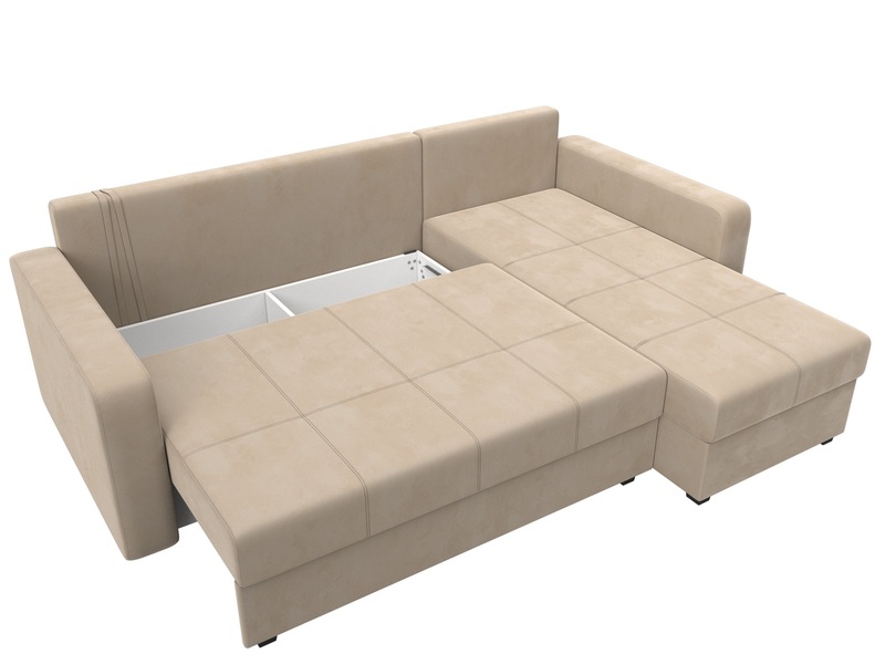 Диван угловой Ливерпуль Лайт правый угол, Велюр, SEVEN 729 бежевый