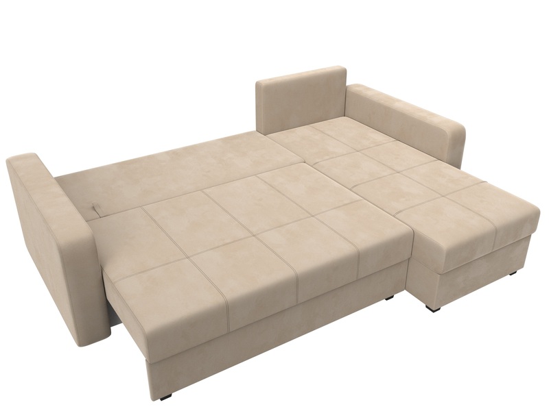 Диван угловой Ливерпуль Лайт правый угол, Велюр, SEVEN 729 бежевый