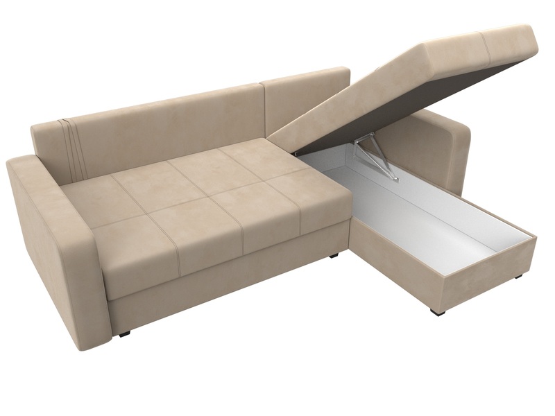 Диван угловой Ливерпуль Лайт правый угол, Велюр, SEVEN 729 бежевый