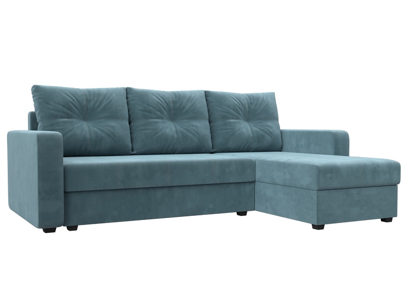 Диван угловой Ливерпуль Лайт правый угол, Велюр, SEVEN 113 бирюзовый