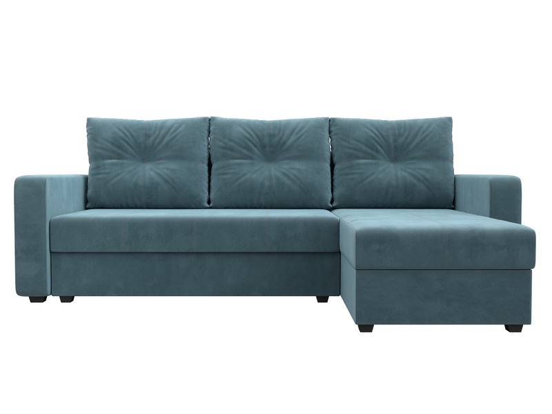 Диван угловой Ливерпуль Лайт правый угол, Велюр, SEVEN 113 бирюзовый