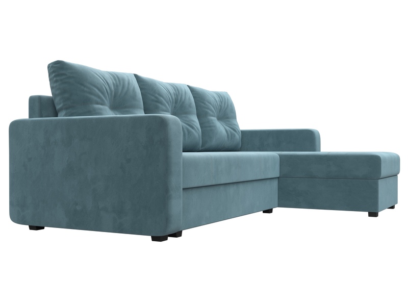 Диван угловой Ливерпуль Лайт правый угол, Велюр, SEVEN 113 бирюзовый
