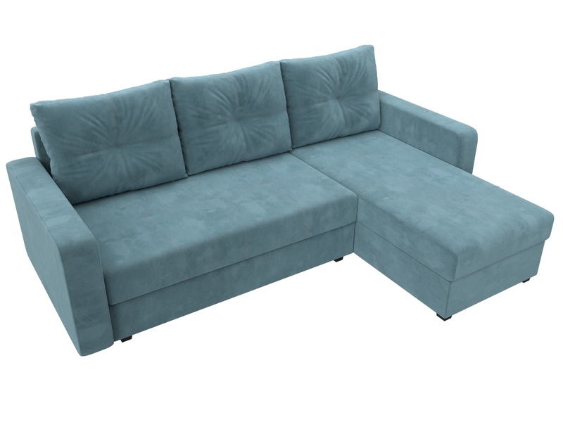 Диван угловой Ливерпуль Лайт правый угол, Велюр, SEVEN 113 бирюзовый
