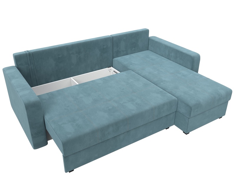 Диван угловой Ливерпуль Лайт правый угол, Велюр, SEVEN 113 бирюзовый