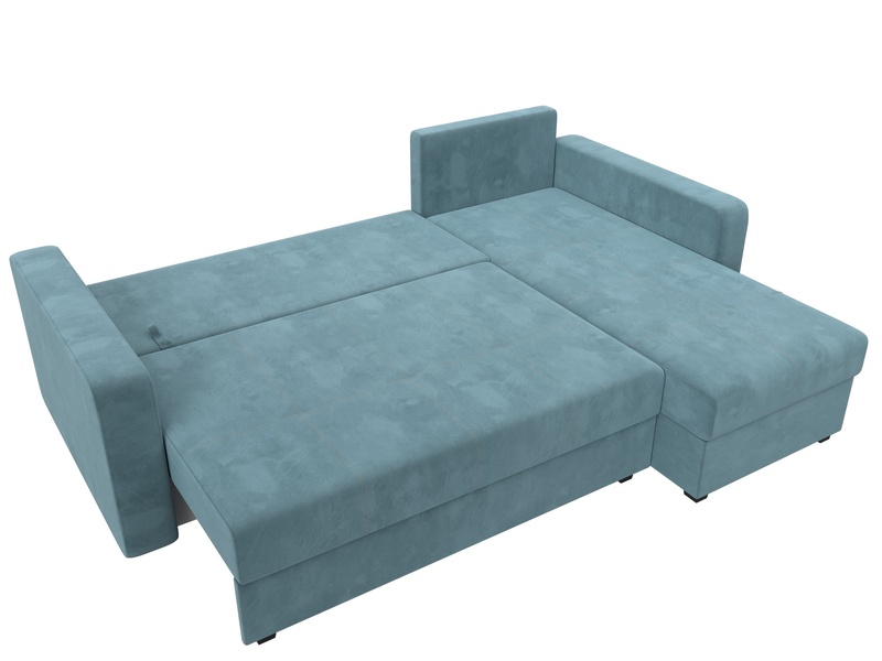 Диван угловой Ливерпуль Лайт правый угол, Велюр, SEVEN 113 бирюзовый