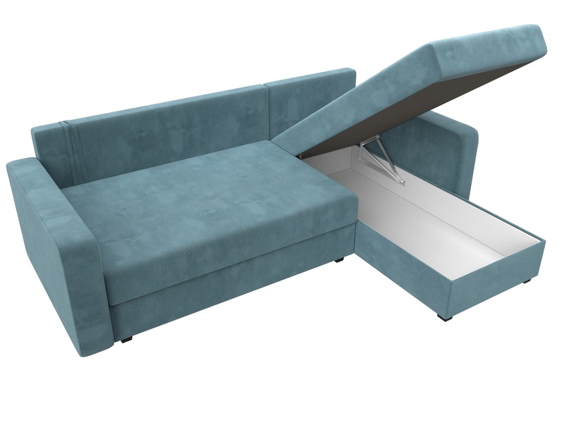 Диван угловой Ливерпуль Лайт правый угол, Велюр, SEVEN 113 бирюзовый