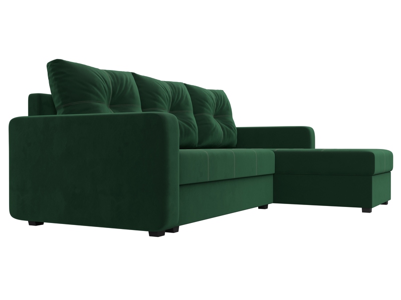 Диван угловой Ливерпуль Лайт правый угол, Велюр, SEVEN 626 зеленый