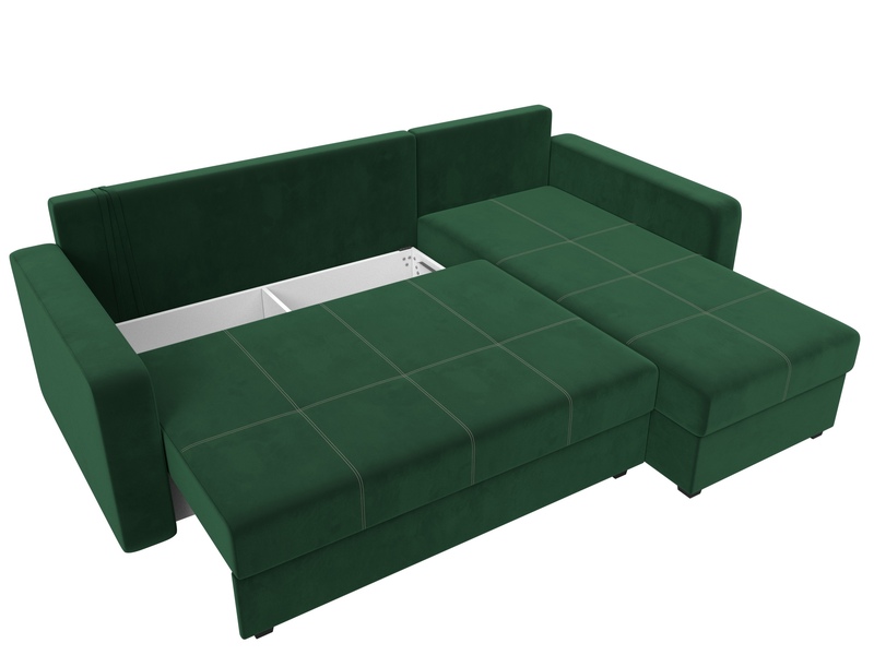 Диван угловой Ливерпуль Лайт правый угол, Велюр, SEVEN 626 зеленый
