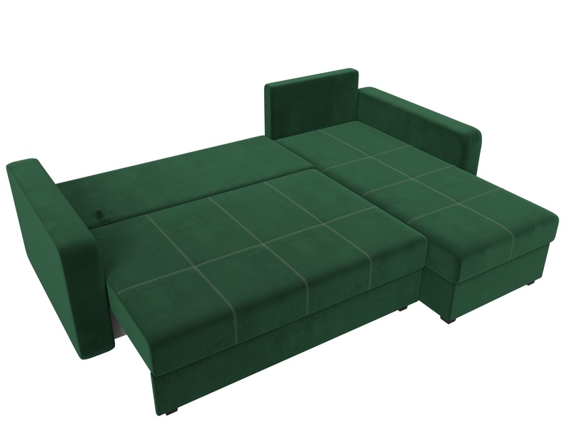 Диван угловой Ливерпуль Лайт правый угол, Велюр, SEVEN 626 зеленый