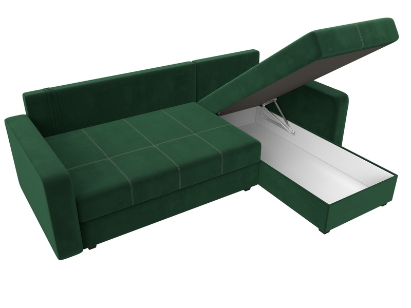 Диван угловой Ливерпуль Лайт правый угол, Велюр, SEVEN 626 зеленый