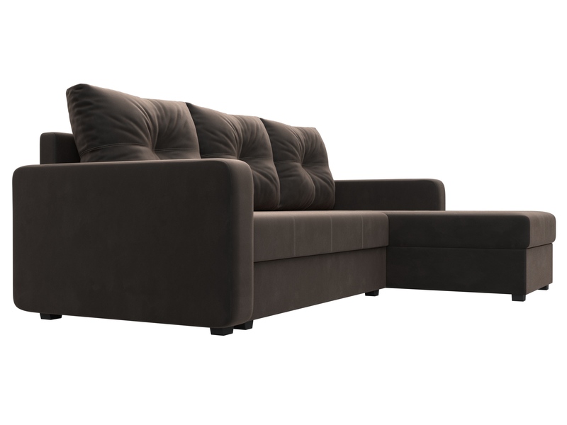 Диван угловой Ливерпуль Лайт правый угол, Велюр, SEVEN 727 коричневый