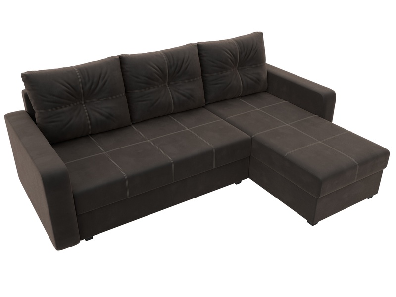 Диван угловой Ливерпуль Лайт правый угол, Велюр, SEVEN 727 коричневый