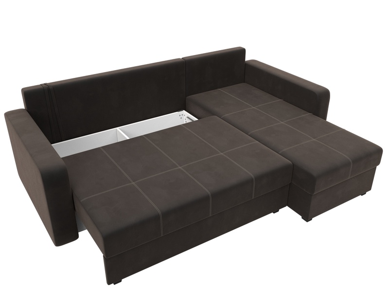 Диван угловой Ливерпуль Лайт правый угол, Велюр, SEVEN 727 коричневый