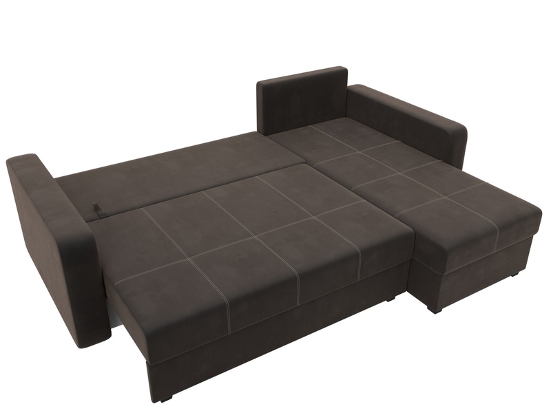 Диван угловой Ливерпуль Лайт правый угол, Велюр, SEVEN 727 коричневый
