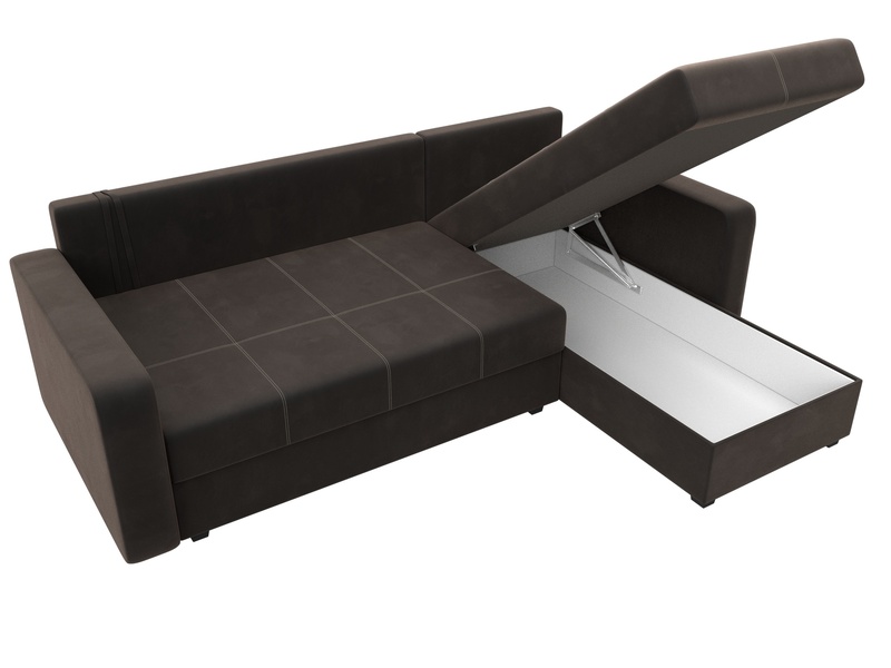 Диван угловой Ливерпуль Лайт правый угол, Велюр, SEVEN 727 коричневый