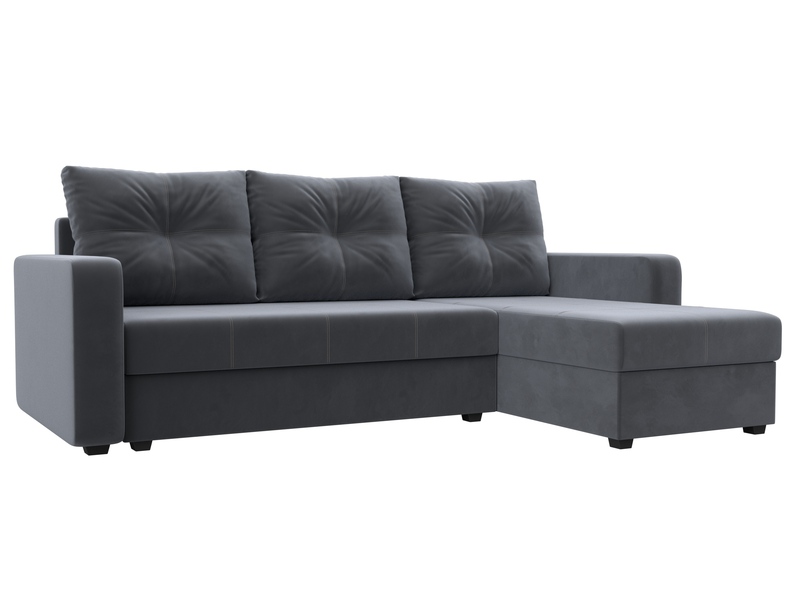 Диван угловой Ливерпуль Лайт правый угол, Велюр, SEVEN 17 серый