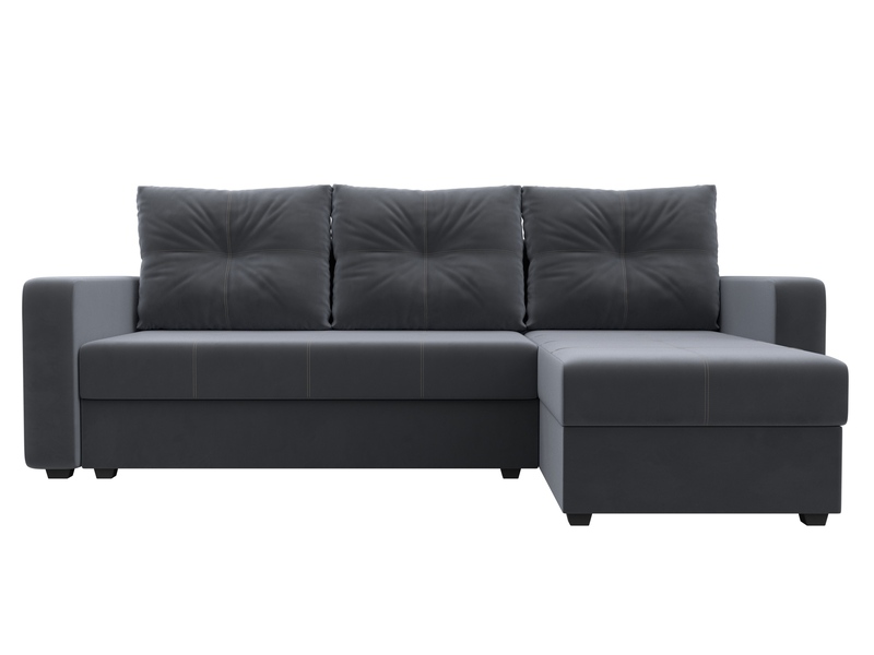 Диван угловой Ливерпуль Лайт правый угол, Велюр, SEVEN 17 серый