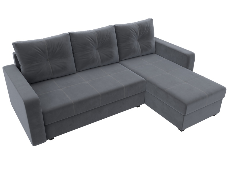Диван угловой Ливерпуль Лайт правый угол, Велюр, SEVEN 17 серый