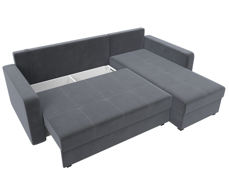 Диван угловой Ливерпуль Лайт правый угол, Велюр, SEVEN 17 серый