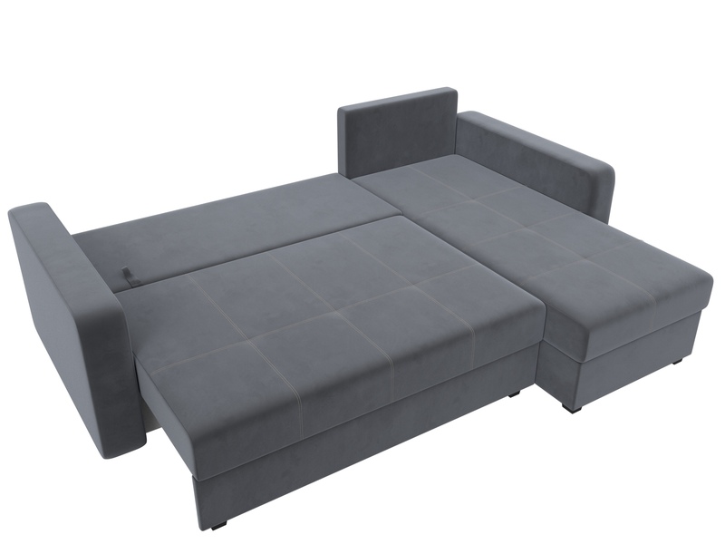 Диван угловой Ливерпуль Лайт правый угол, Велюр, SEVEN 17 серый