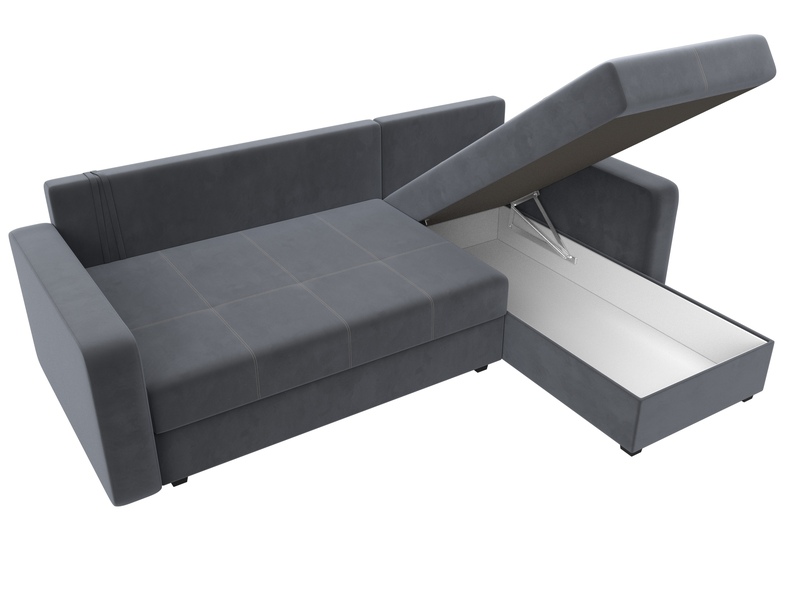 Диван угловой Ливерпуль Лайт правый угол, Велюр, SEVEN 17 серый