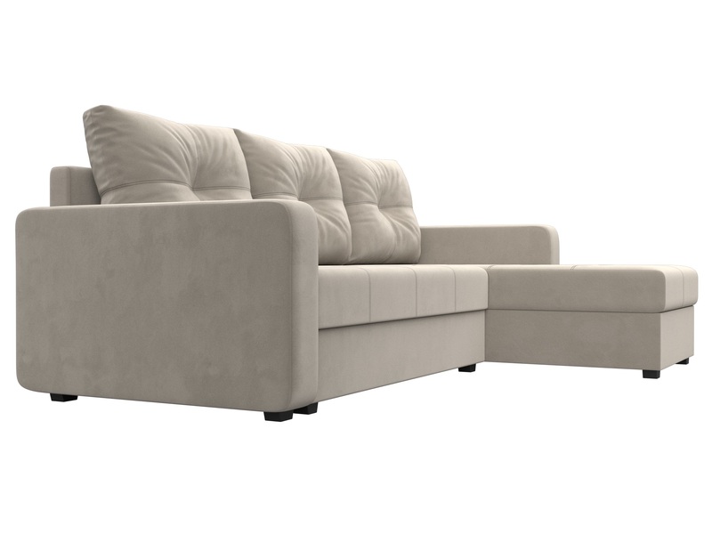 Диван угловой Ливерпуль Лайт правый угол, Микровельвет, Бежевый