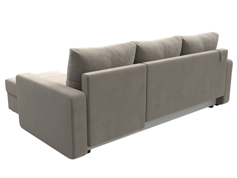 Диван угловой Ливерпуль Лайт правый угол, Микровельвет, Бежевый