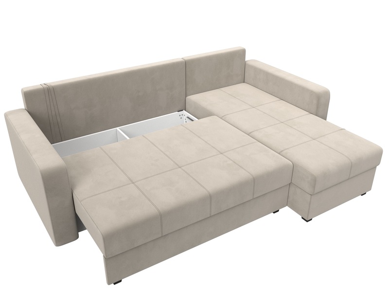 Диван угловой Ливерпуль Лайт правый угол, Микровельвет, Бежевый