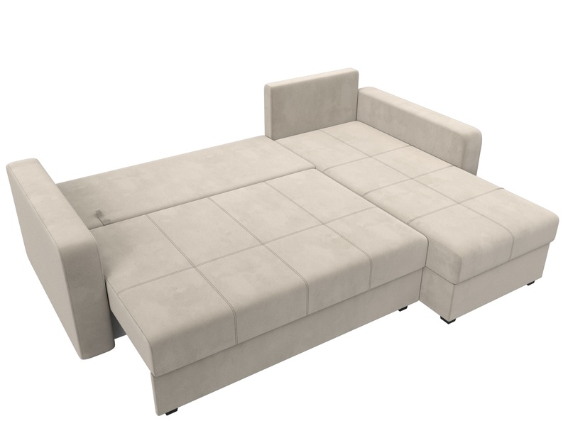 Диван угловой Ливерпуль Лайт правый угол, Микровельвет, Бежевый