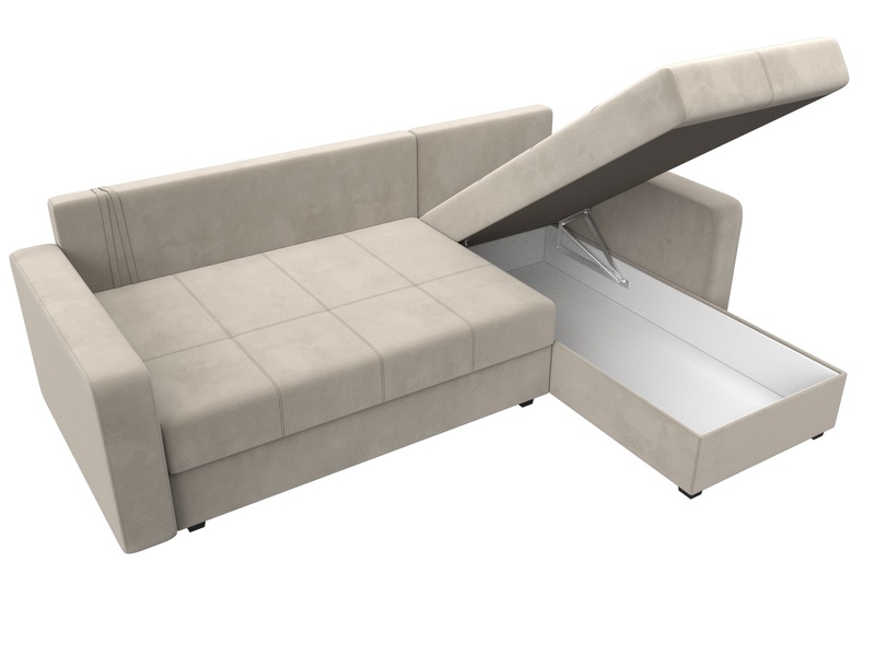 Диван угловой Ливерпуль Лайт правый угол, Микровельвет, Бежевый