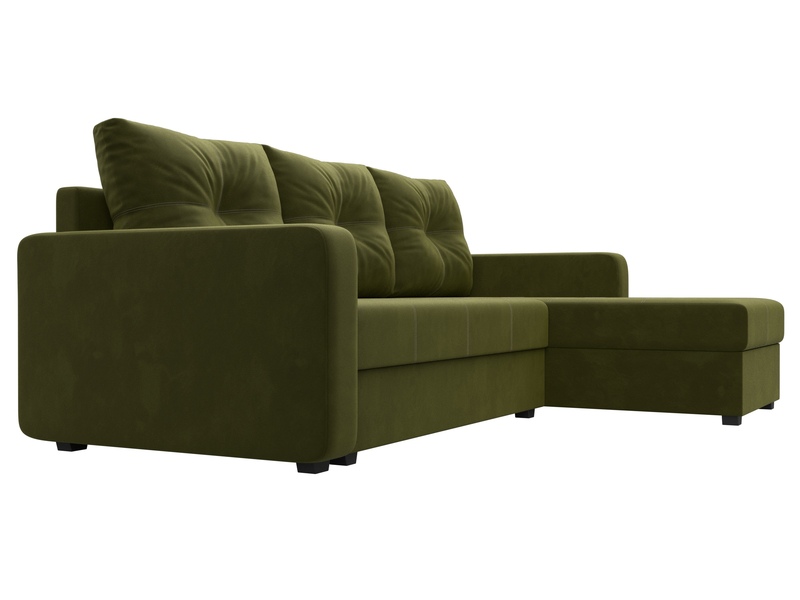 Диван угловой Ливерпуль Лайт правый угол, Микровельвет, Зеленый