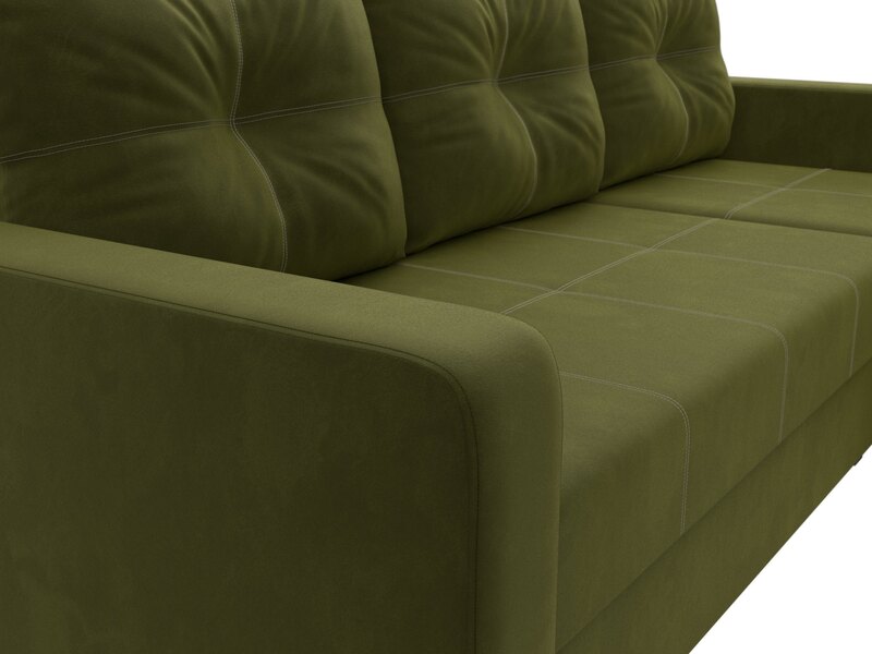 Диван угловой Ливерпуль Лайт правый угол, Микровельвет, Зеленый