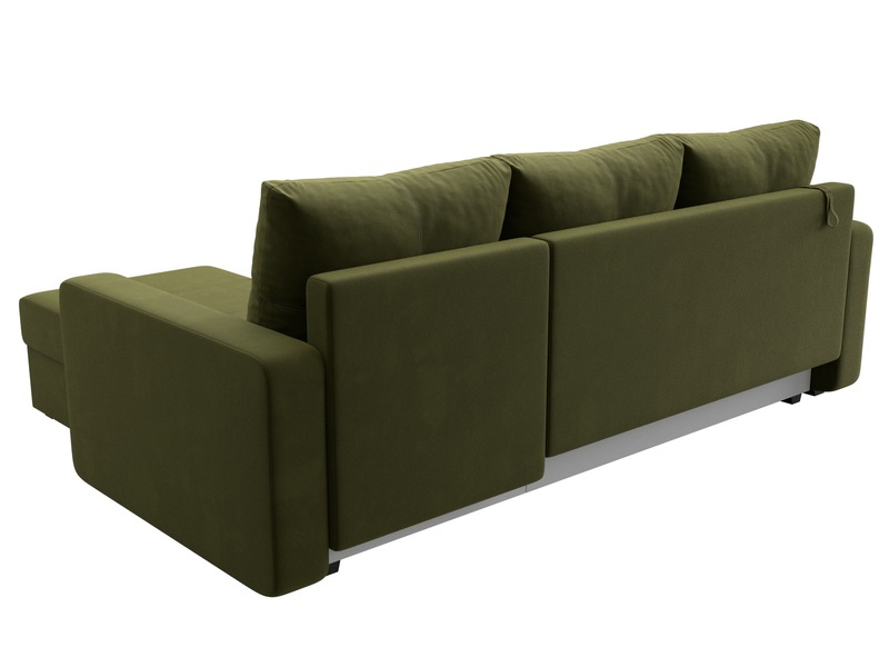 Диван угловой Ливерпуль Лайт правый угол, Микровельвет, Зеленый