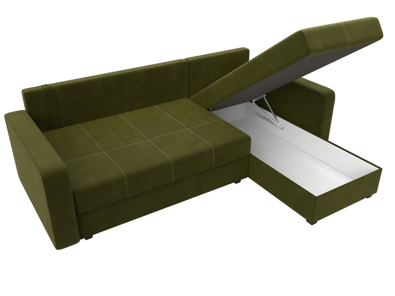 Диван угловой Ливерпуль Лайт правый угол, Микровельвет, Зеленый
