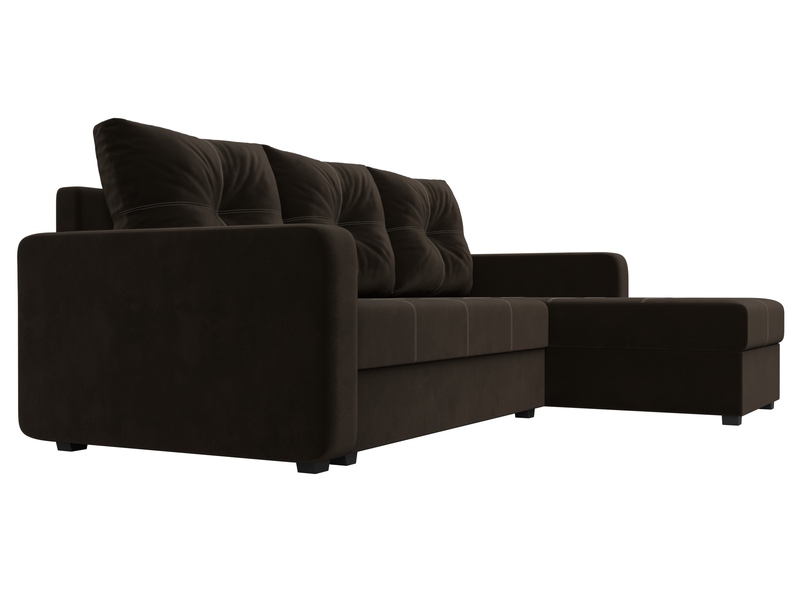 Диван угловой Ливерпуль Лайт правый угол, Микровельвет, Коричневый