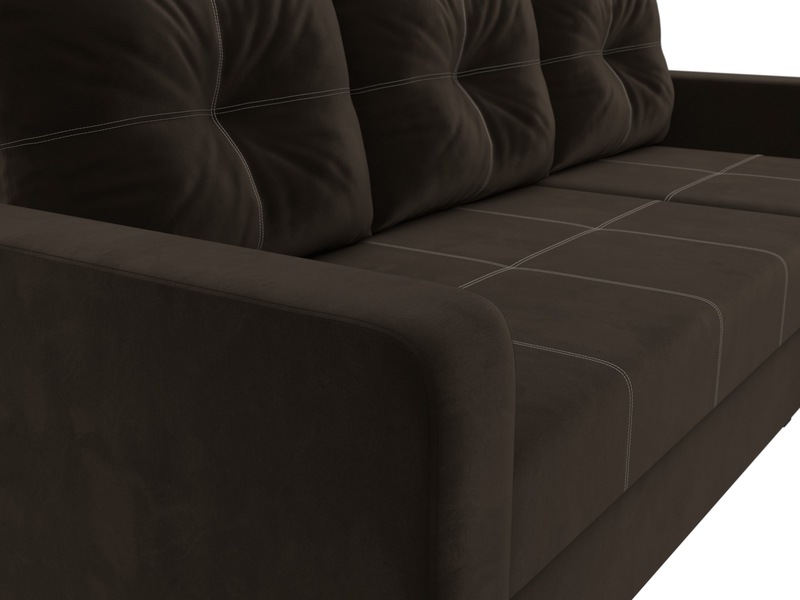 Диван угловой Ливерпуль Лайт правый угол, Микровельвет, Коричневый