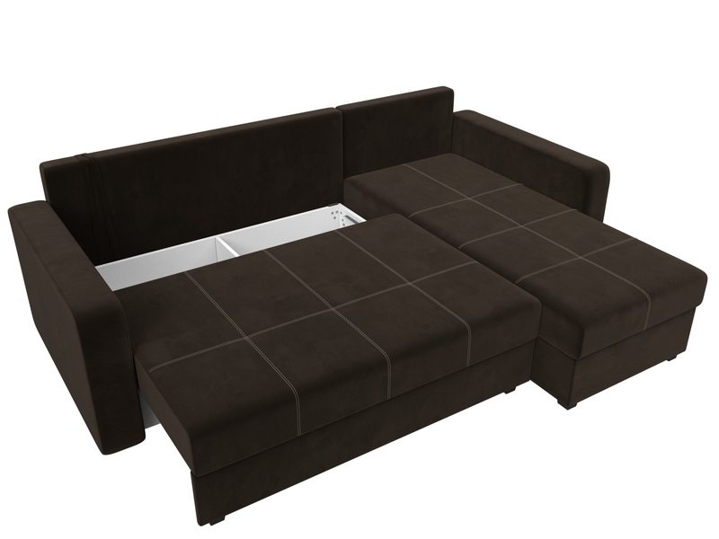 Диван угловой Ливерпуль Лайт правый угол, Микровельвет, Коричневый