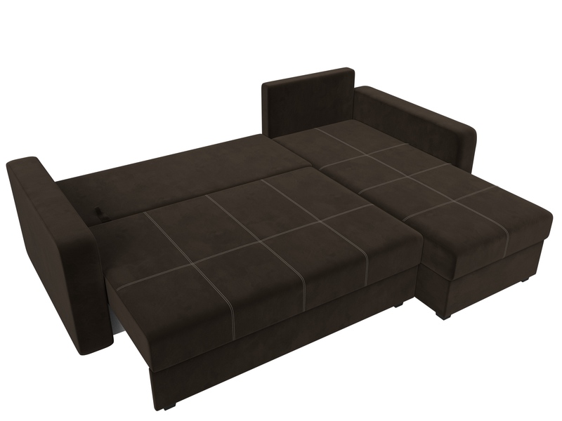 Диван угловой Ливерпуль Лайт правый угол, Микровельвет, Коричневый