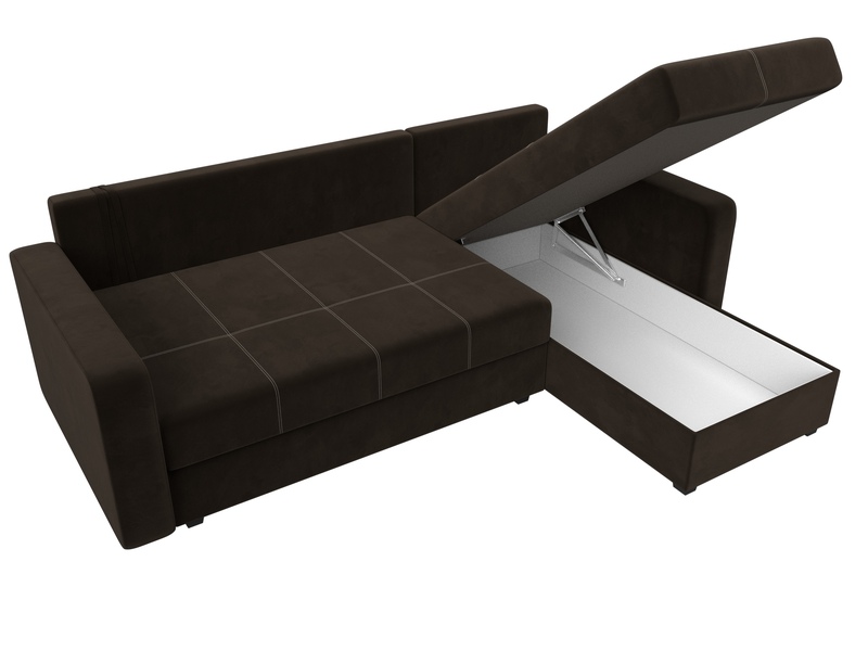Диван угловой Ливерпуль Лайт правый угол, Микровельвет, Коричневый