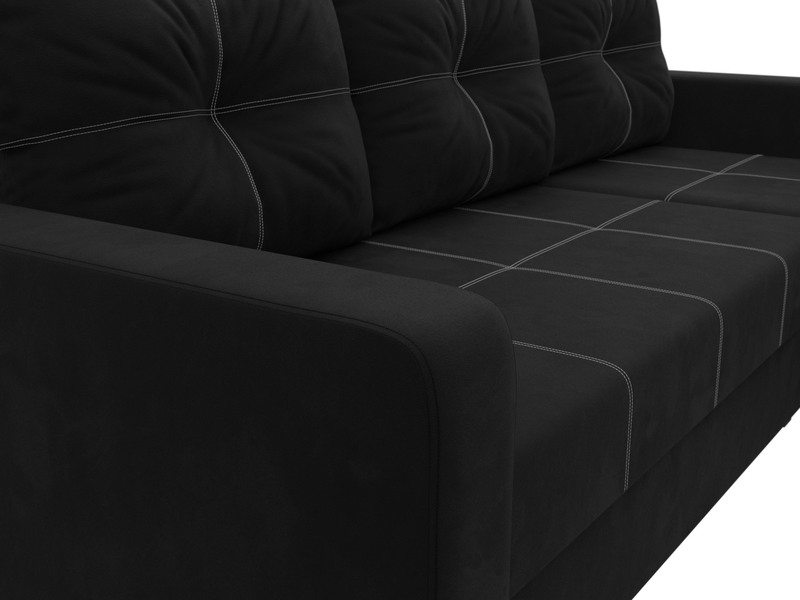 Диван угловой Ливерпуль Лайт правый угол, Микровельвет, Черный