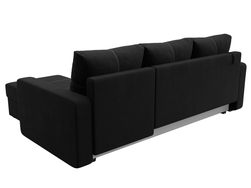 Диван угловой Ливерпуль Лайт правый угол, Микровельвет, Черный