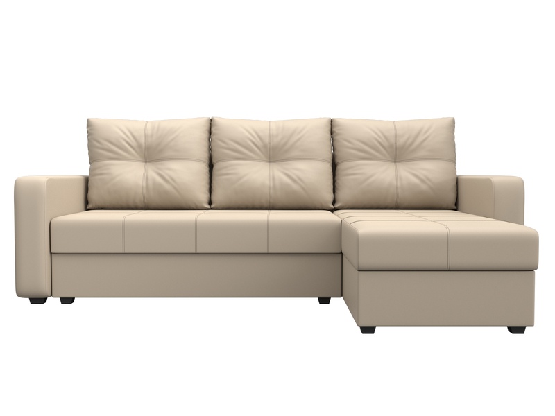 Диван угловой Ливерпуль Лайт правый угол, Экокожа, Бежевый
